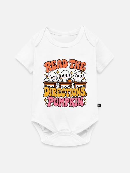Read the Directions Pumpkin Cartoon - Baby Premium Kurzarmbody - Weiß
