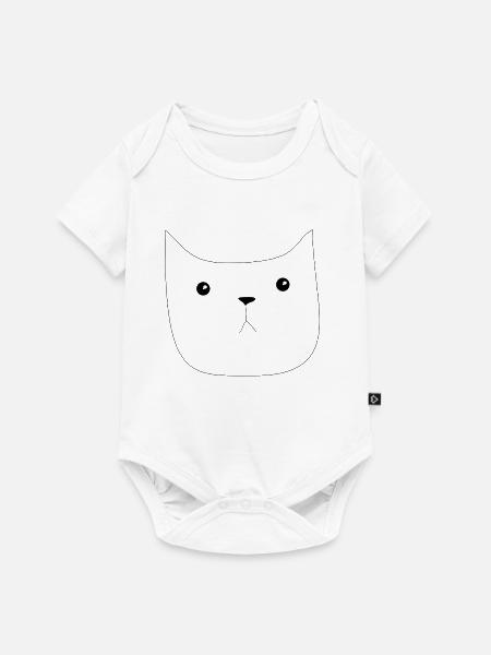 Katzenkopf Silhouette Minimal - Baby Premium Kurzarmbody - Weiß