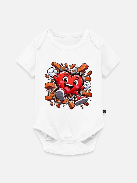 Herzzerreißende Graffiti-Wand: Liebe bricht durch - Baby Premium Kurzarmbody - Weiß