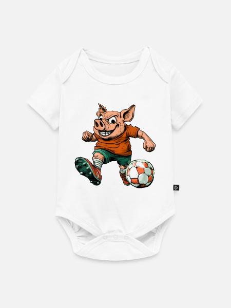 Schweine Fussball - Baby Premium Kurzarmbody - Weiß