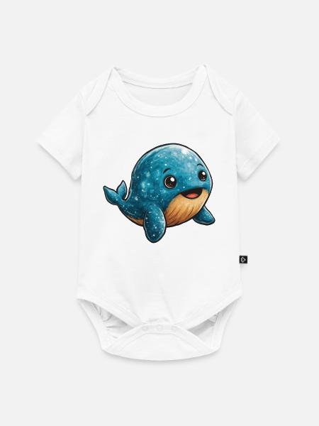 Kuscheliger Blauwal-Charakter - Baby Premium Kurzarmbody - Weiß