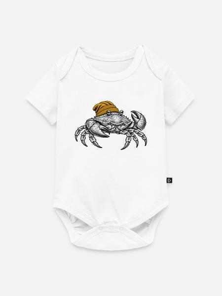 Krabbe mit gelber Mütze - Baby Premium Kurzarmbody - Weiß