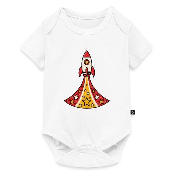 Rakete startet nach oben mit Sternen Vektor Shirt - Baby Premium Kurzarmbody - Weiß - Vorne