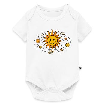 Sonne mit Gesicht und kleinen Planeten Shirt - Baby Premium Kurzarmbody - Weiß - Vorne