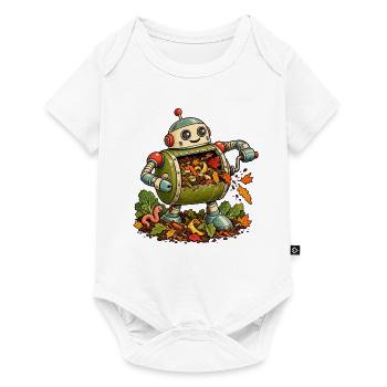 Herbstroboter mit Falllaub - Baby Premium Kurzarmbody - Weiß - Vorne