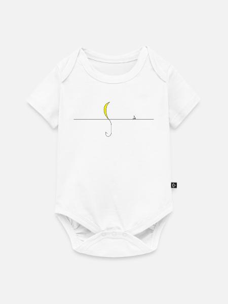 Nachtmond Silhouette Gelb Akzent - Baby Premium Kurzarmbody - Weiß