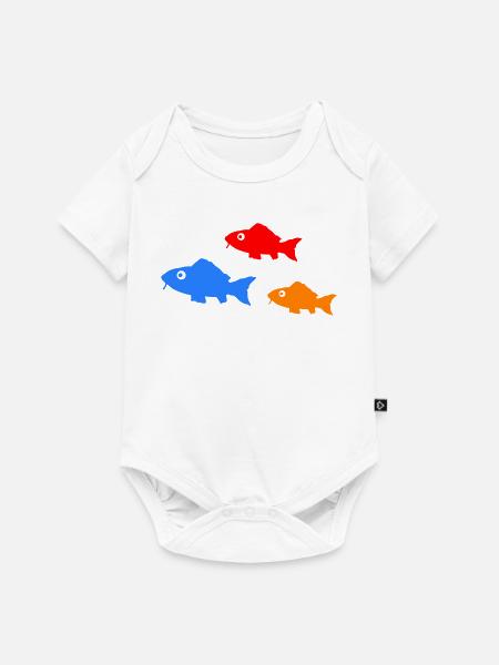 Bunte Fischsilhouetten Trio - Baby Premium Kurzarmbody - Weiß