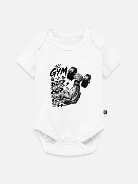 Train Hard Fitness Motivation - Baby Premium Kurzarmbody - Weiß