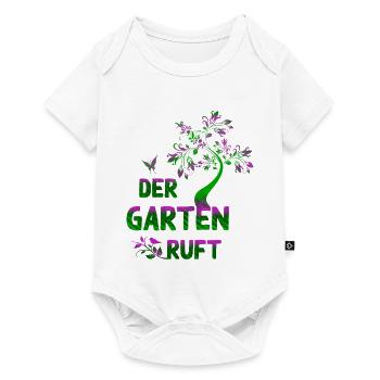Der Garten ruet – Neongrün & Pink Botanik - Baby Premium Kurzarmbody - Weiß - Vorne