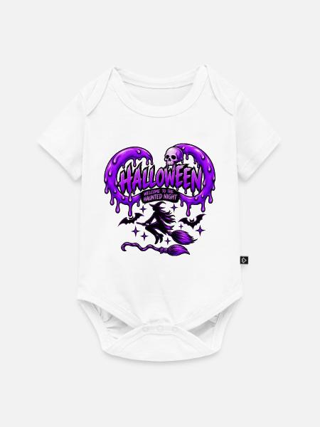 Lila Spuk-Halloween - Baby Premium Kurzarmbody - Weiß
