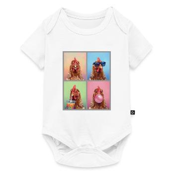 Hühner Huhn - Baby Premium Kurzarmbody - Weiß - Vorne