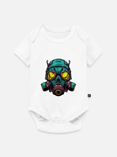 Neon Gasmaske Kopfdesign - Baby Premium Kurzarmbody - Weiß