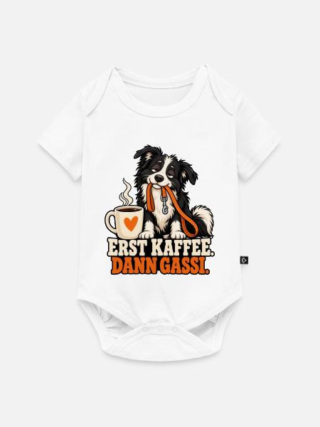 Erst Kaffee, Dann Gassi Hundemotiv - Baby Premium Kurzarmbody - Weiß