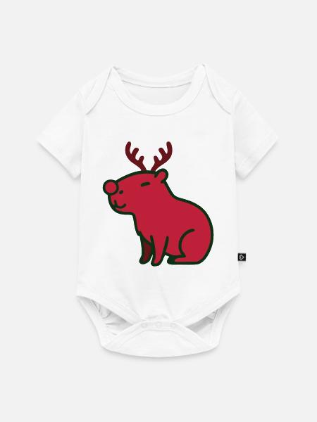 Rotes Rentier Weihnachten Icon - Baby Premium Kurzarmbody - Weiß