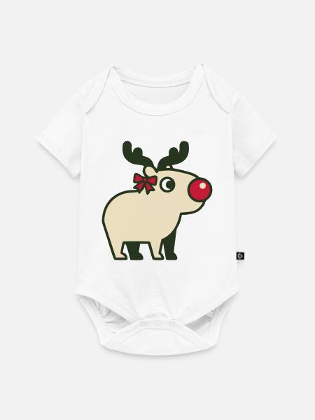 Rentier Rote Nase Icon - Baby Premium Kurzarmbody - Weiß