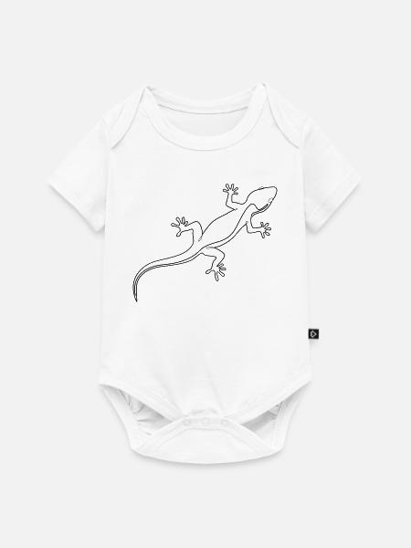 Strichzeichnung Gecko - Baby Premium Kurzarmbody - Weiß