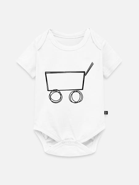 Bollerwagen handgezeichnet - Baby Premium Kurzarmbody - Weiß