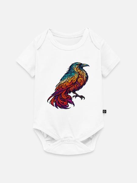 Bunte Orpheus-Krähe - Baby Premium Kurzarmbody - Weiß