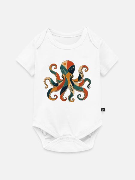 Oktopus Geometrisch - Baby Premium Kurzarmbody - Weiß