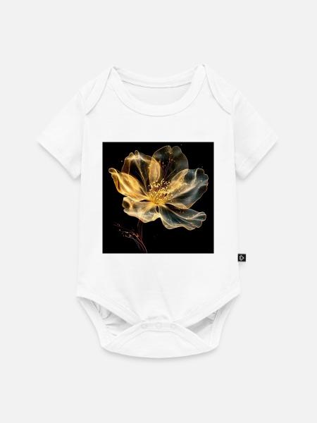 Goldene auf schwarzer leuchtender Blume - Baby Premium Kurzarmbody - Weiß