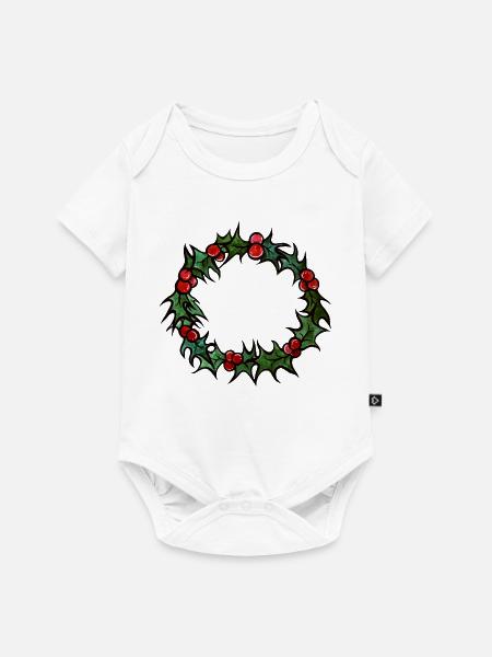 Design des Stechpalmenkranzkreises - Baby Premium Kurzarmbody - Weiß