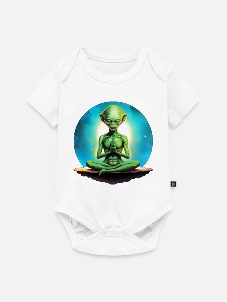 Aliens Yoga / Yogi Alien - Baby Premium Kurzarmbody - Weiß