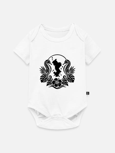 Mayotte Seepferdchen Floral Black - Baby Premium Kurzarmbody - Weiß