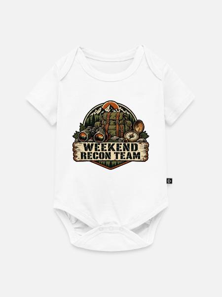 Weekend Recon Team – Retro-Outdoor-Abzeichen - Baby Premium Kurzarmbody - Weiß