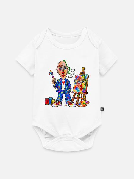 Bunter Maler mit Farbspritzern - Baby Premium Kurzarmbody - Weiß