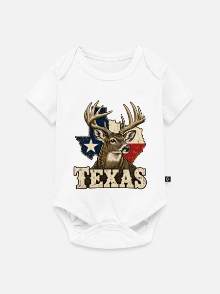 Texas Hirsch Flagge - Baby Premium Kurzarmbody - Weiß