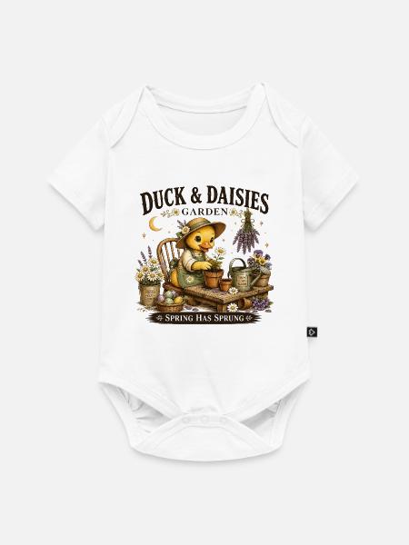 Duck & Daisies Frühlingsgarten - Baby Premium Kurzarmbody - Weiß