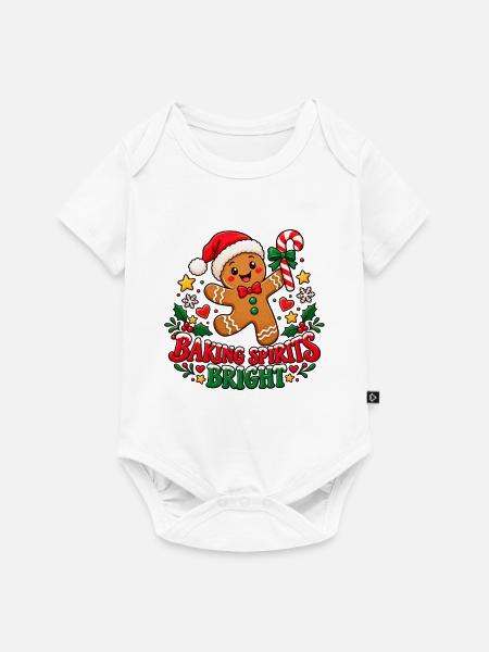 Baking Spirits Bright – Lustiger Lebkuchenmann - Baby Premium Kurzarmbody - Weiß