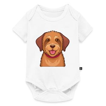  Hellbrauner Zottelhund - Baby Premium Kurzarmbody - Weiß - Vorne