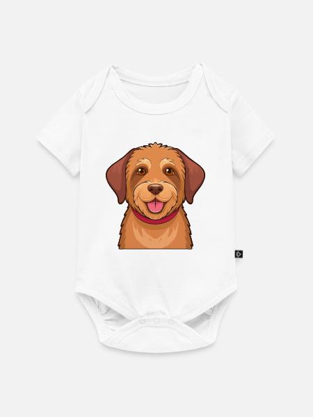 Hellbrauner Zottelhund - Baby Premium Kurzarmbody - Weiß