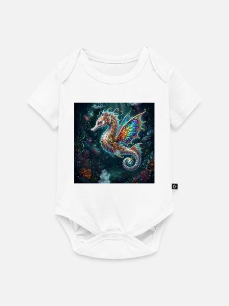 Steampunk-geflügeltes Seepferdchen - Baby Premium Kurzarmbody - Weiß