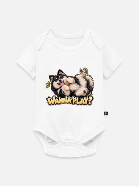 Finnischer Lapphund – möchtest du spielen? - Baby Premium Kurzarmbody - Weiß