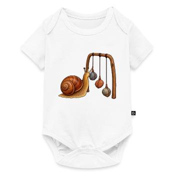 Schnecke mit Kiesel-Mobile - Baby Premium Kurzarmbody - Weiß - Vorne