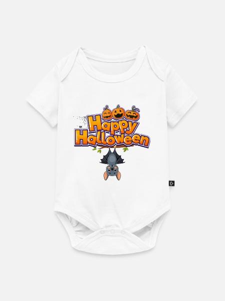 Happy Halloween Fledermaus Kürbis - Baby Premium Kurzarmbody - Weiß