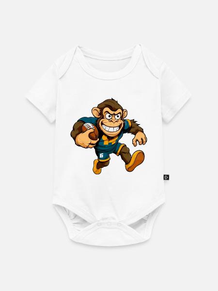 Affe Rugbyspieler - Baby Premium Kurzarmbody - Weiß