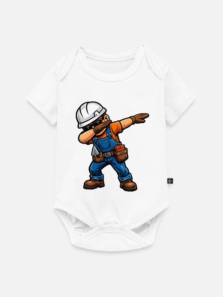 Dabbing Maurer – Lustiges Handwerker Motiv - Baby Premium Kurzarmbody - Weiß