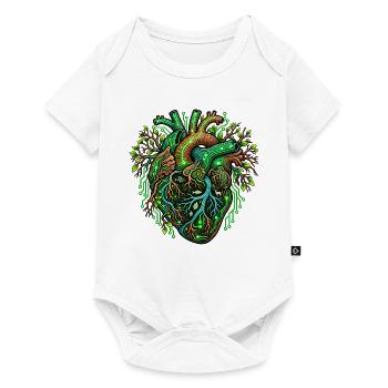 Umweltschutz – Grünes Herz zwischen Natur und Tech - Baby Premium Kurzarmbody - Weiß - Vorne