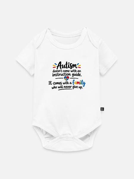 Autismus Familienherz Puzzle - Baby Premium Kurzarmbody - Weiß