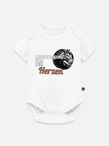 Reitbeteiligung im Herzen Geschenk für Pferdefreun - Baby Premium Kurzarmbody - Weiß