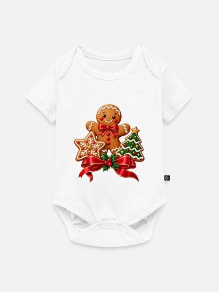Lebkuchen Weihnachtskekse - Baby Premium Kurzarmbody - Weiß