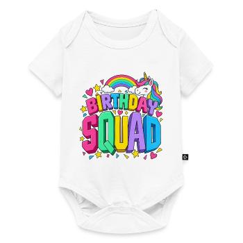 Geburtstagsgruppe Einhorn Regenbogen Süßer Kawaii - Baby Premium Kurzarmbody - Weiß - Vorne