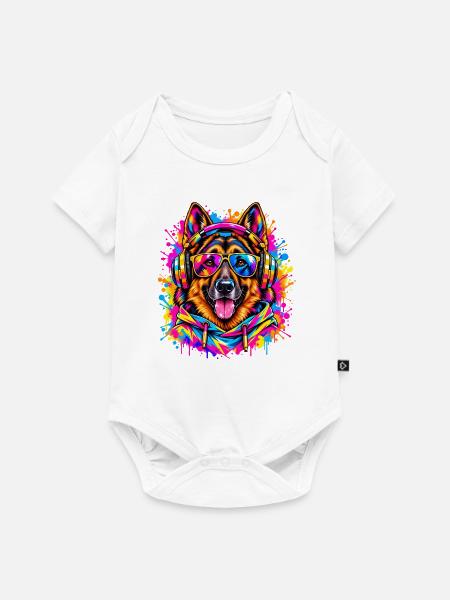 Deutscher Schäferhund – Neon Street Art - Baby Premium Kurzarmbody - Weiß