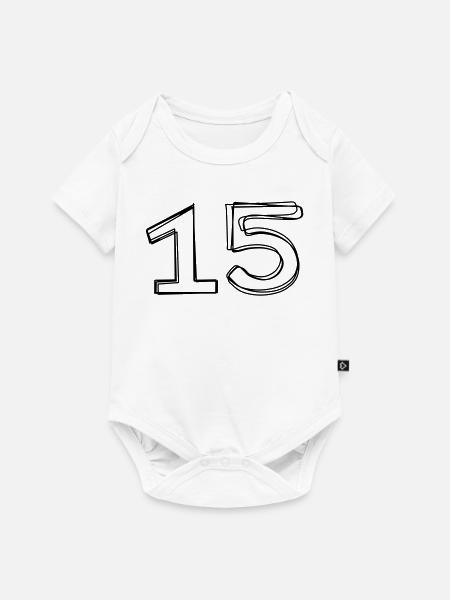 Zahl 15 handgezeichnet - Baby Premium Kurzarmbody - Weiß