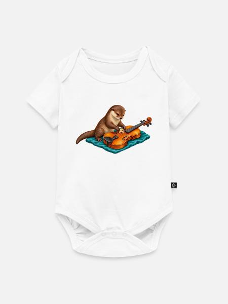 Otter repariert eine Geige - Baby Premium Kurzarmbody - Weiß