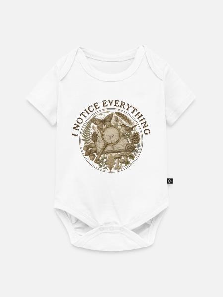 I Notice Everything Naturjournal - Baby Premium Kurzarmbody - Weiß