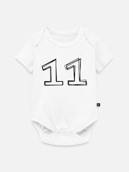Zahl 11 handgezeichnet - Baby Premium Kurzarmbody - Weiß